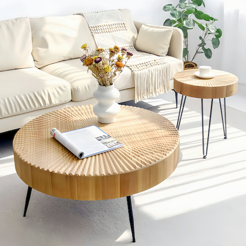 Wood Coffee Table - Modern Minimalist Round Pine Design Sale - orangme.com