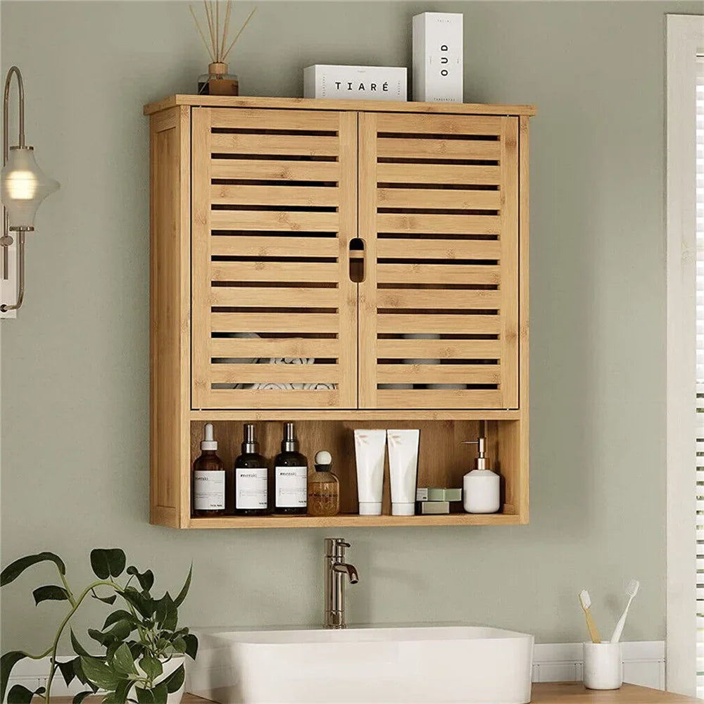 Bathroom Wall Cabinet - Eco-Friendly Natural Wood Storage - orangme.com