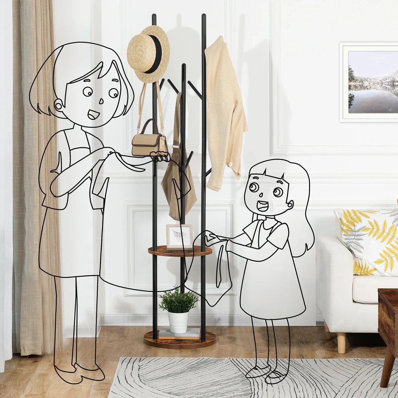 Coat Rack: The Ultimate Space-Saving Solution with 8 Hooks - orangme.com