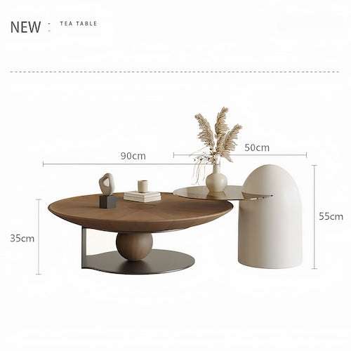 Elegant Walnut Wood Coffee Table Set – A Blend of Modern Minimalism an - Orangme