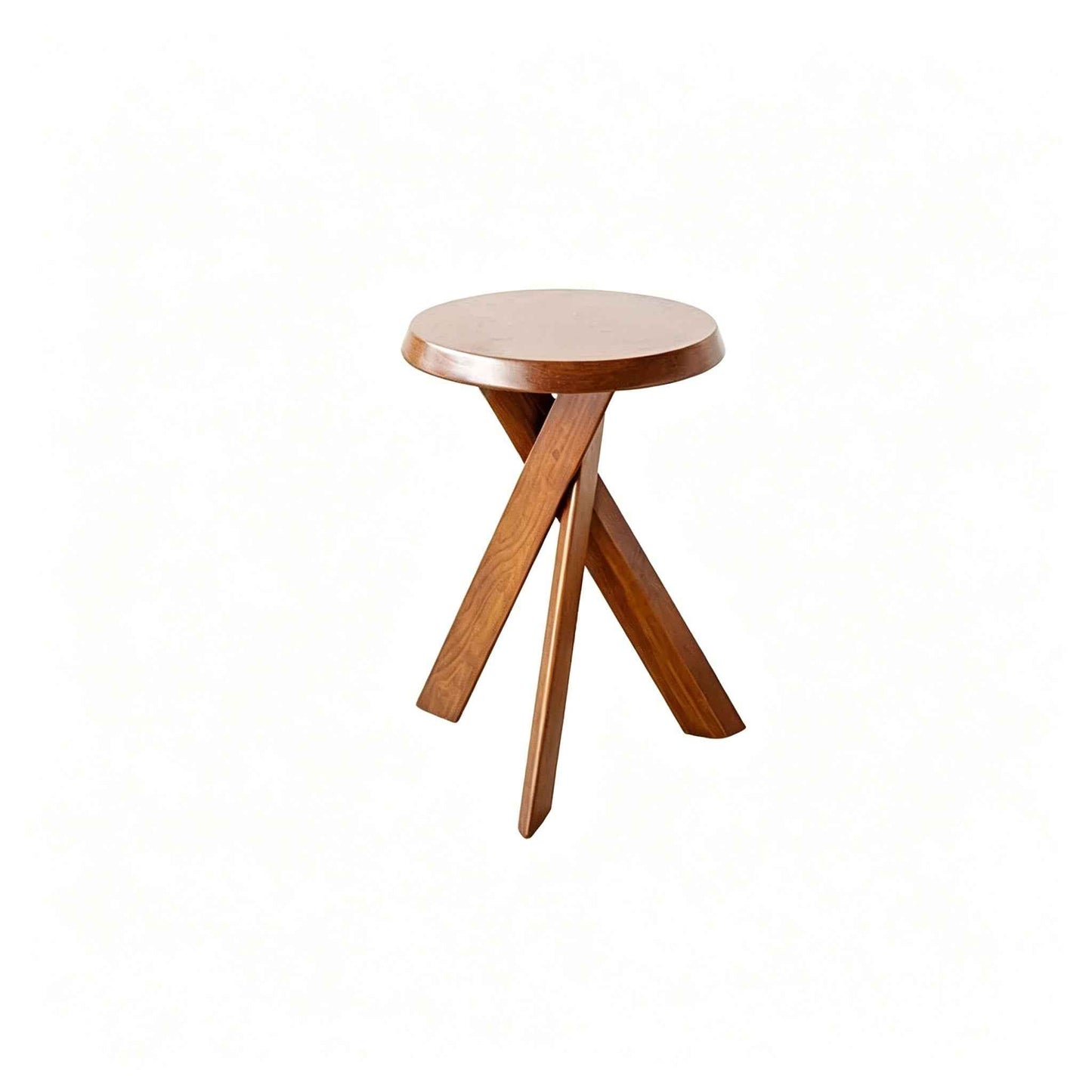 Retro Solid Wood Round Side Table - Minimalist Mid-Century Accent Table for Small Spaces