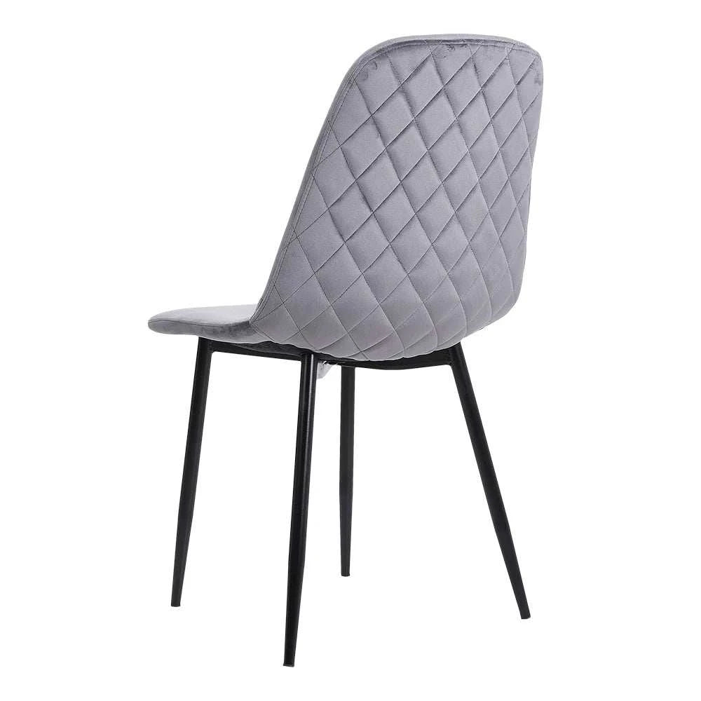 Set of 2 Velvet Upholstered Dining Chairs – Modern Rhombus Set - Orangme