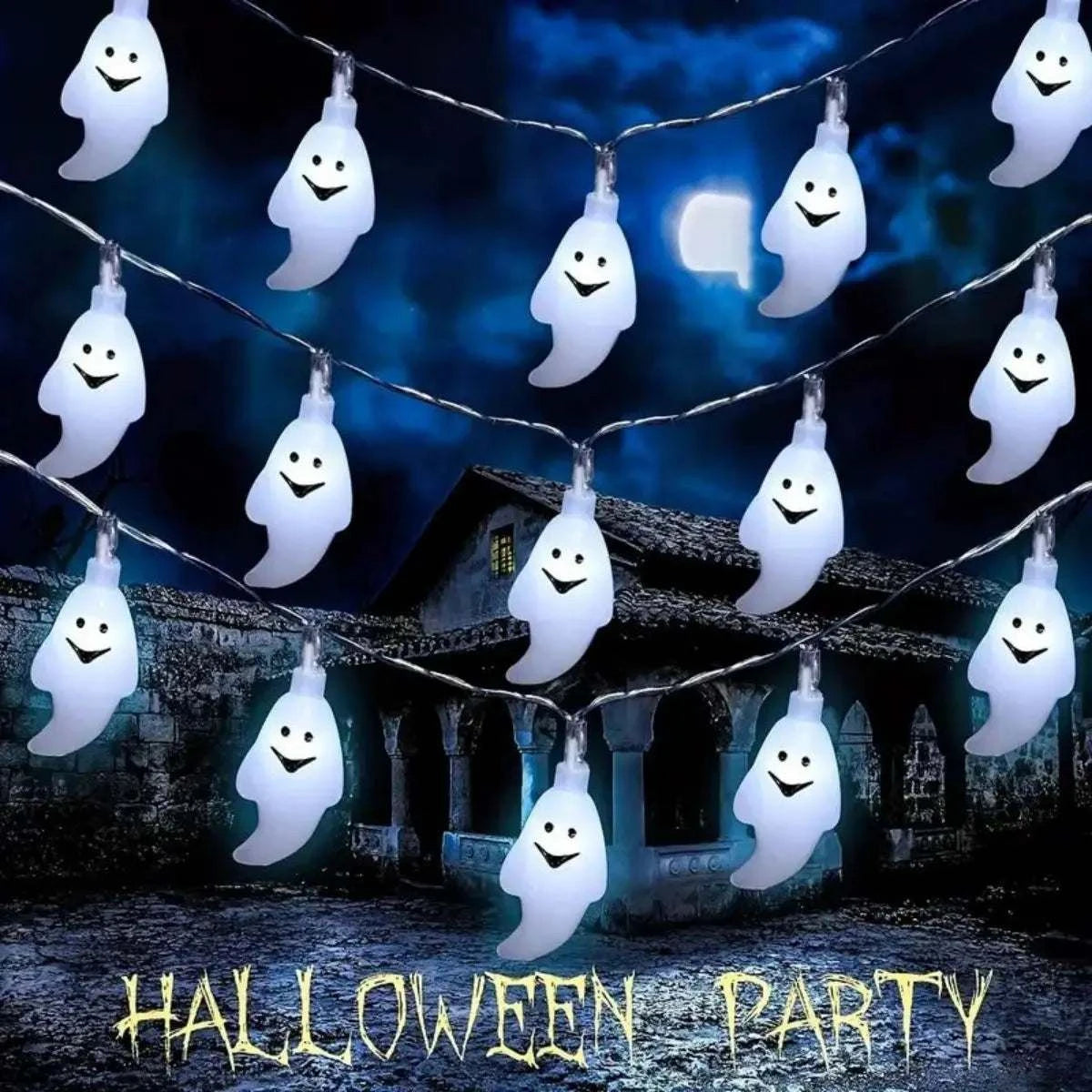 Halloween Ghost Decoration String Lights, Battery Powered - Orangme