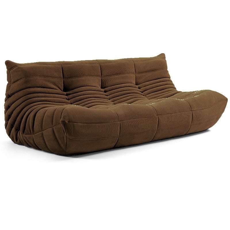 Brown Togo 3 seater sofa in corduroy fabric, stylish and customizable.