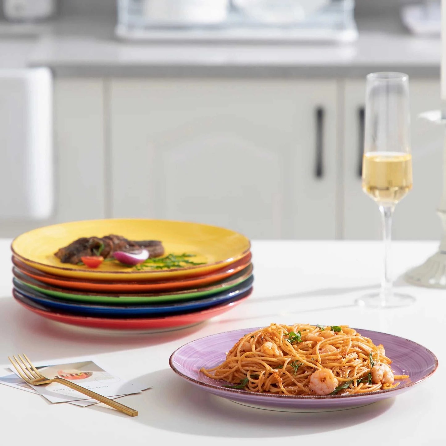 Multicolour 10.4 Inch Dinner Plate Set of 6: Elevate Your Dining Exper - Orangme