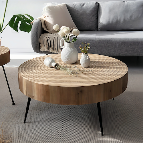 Wood Coffee Table - Modern Minimalist Round Pine Design Sale - orangme.com