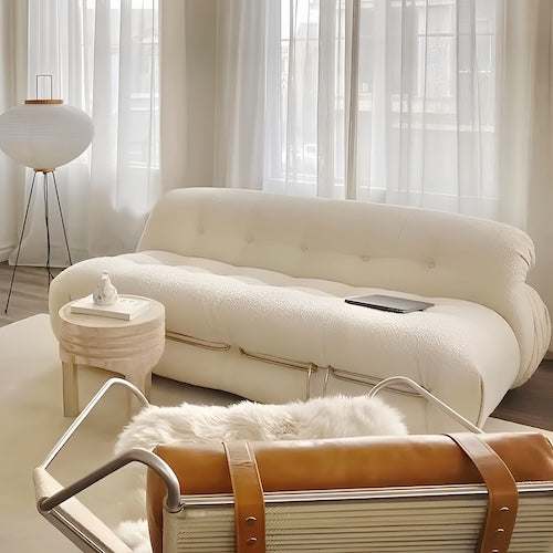 Sofa Set: Stylish Retro Seating with Sleek Lines & Plush Comfort - Orangme