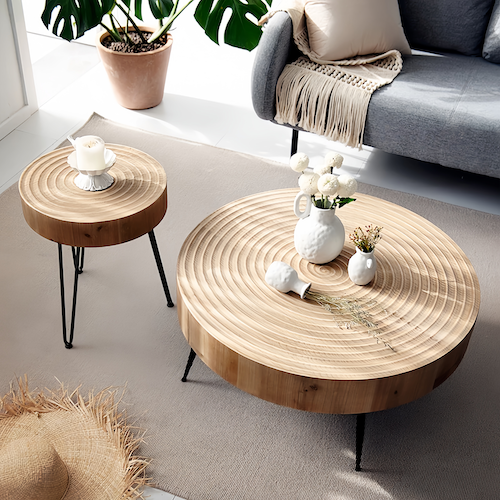 Wood Coffee Table - Modern Minimalist Round Pine Design Sale - orangme.com