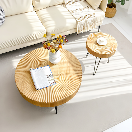 Wood Coffee Table - Modern Minimalist Round Pine Design Sale - orangme.com
