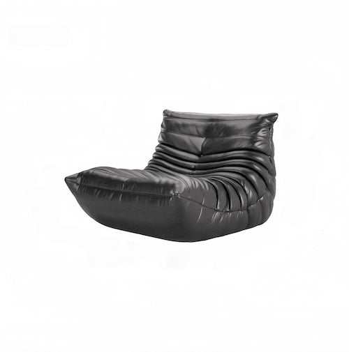 Modern black Togo Chair, minimalist design, perfect for living room comfort.