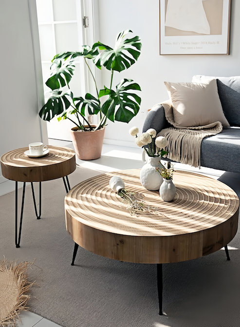 Wood Coffee Table - Modern Minimalist Round Pine Design Sale - orangme.com