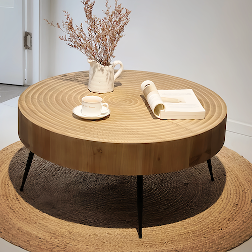 Wood Coffee Table - Modern Minimalist Round Pine Design Sale - orangme.com
