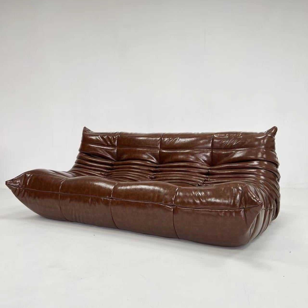 togo 3 seater sofa in brown, oil wax leather - orangme.com