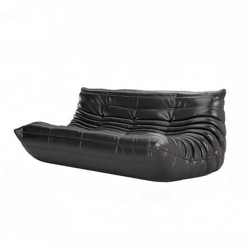 TOGO Black Leather Sofa with plush cushions and sleek design.
