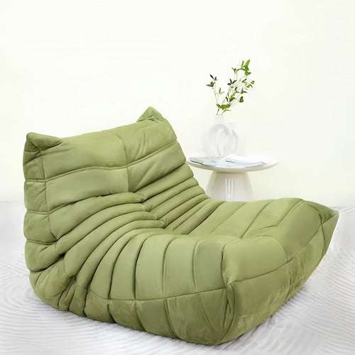 Togo Chair in green, minimalist modern style, suitable for living rooms with premium upholstery.
