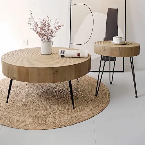 Wood Coffee Table - Modern Minimalist Round Pine Design Sale - orangme.com