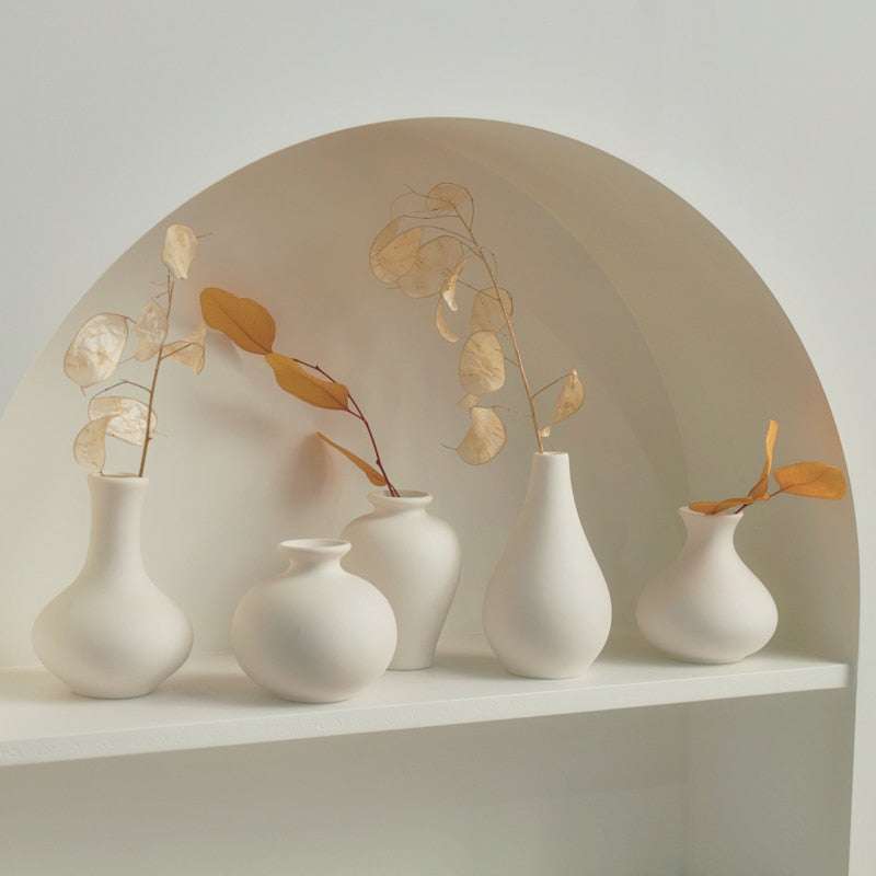 Set of 5 White Vases – Pure Handmade Ceramic & Porcelain Collection - Orangme