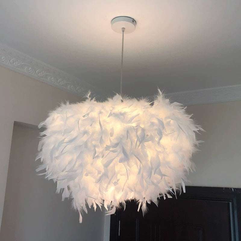 White Pendant Ceiling Light | Feather Design - Orangme