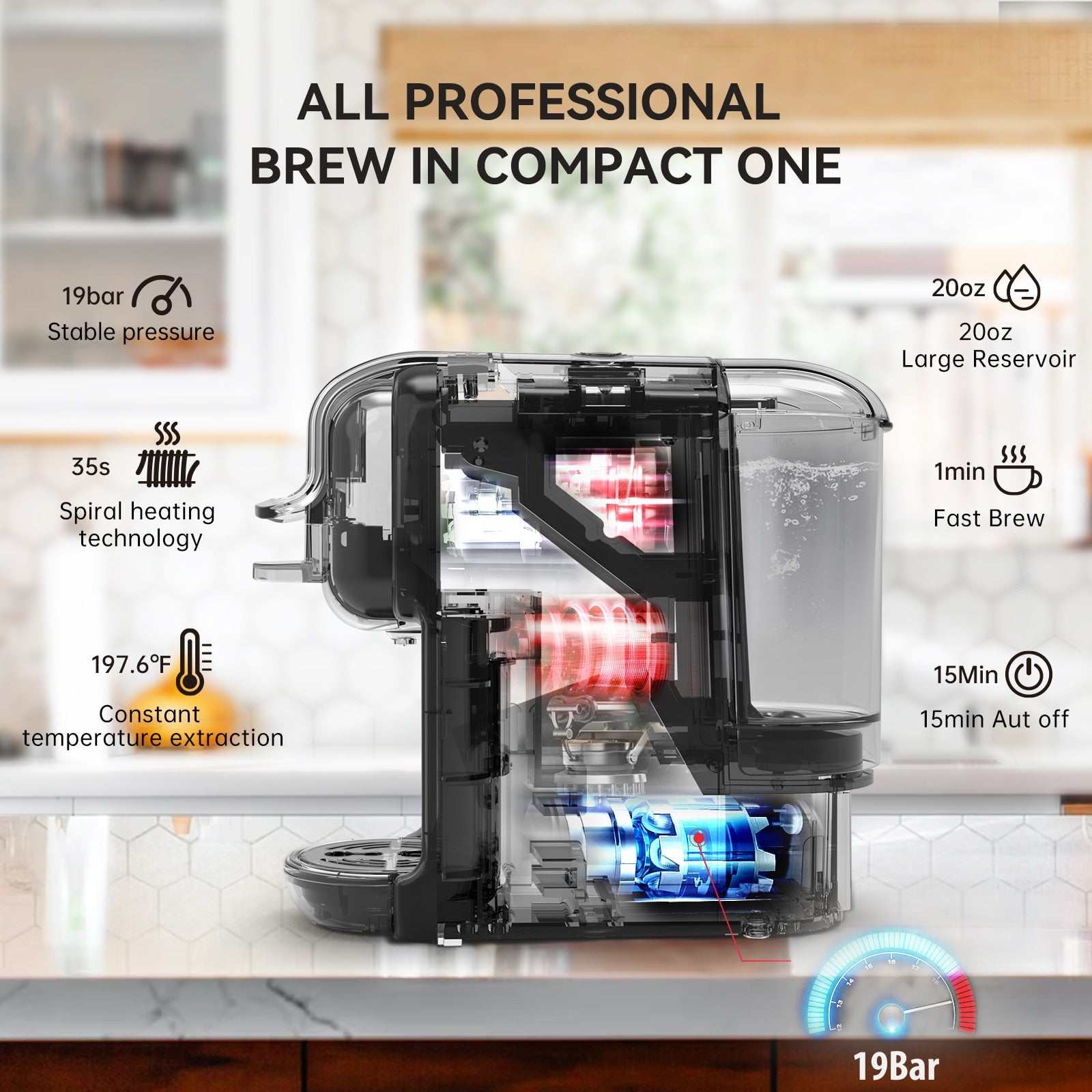 Multiple 5 in 1 White Coffee Maker - Orangme