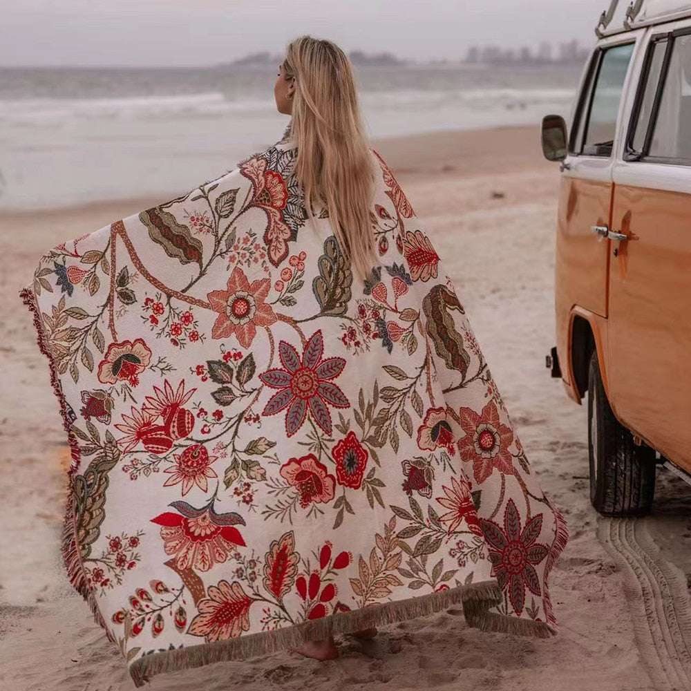 Versatile Beach Blanket – Linen/Cotton, Machine Washable - Orangme