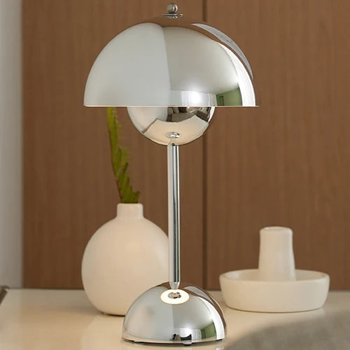 Silver Mushroom Lamp | Flower Bud Table Lamp