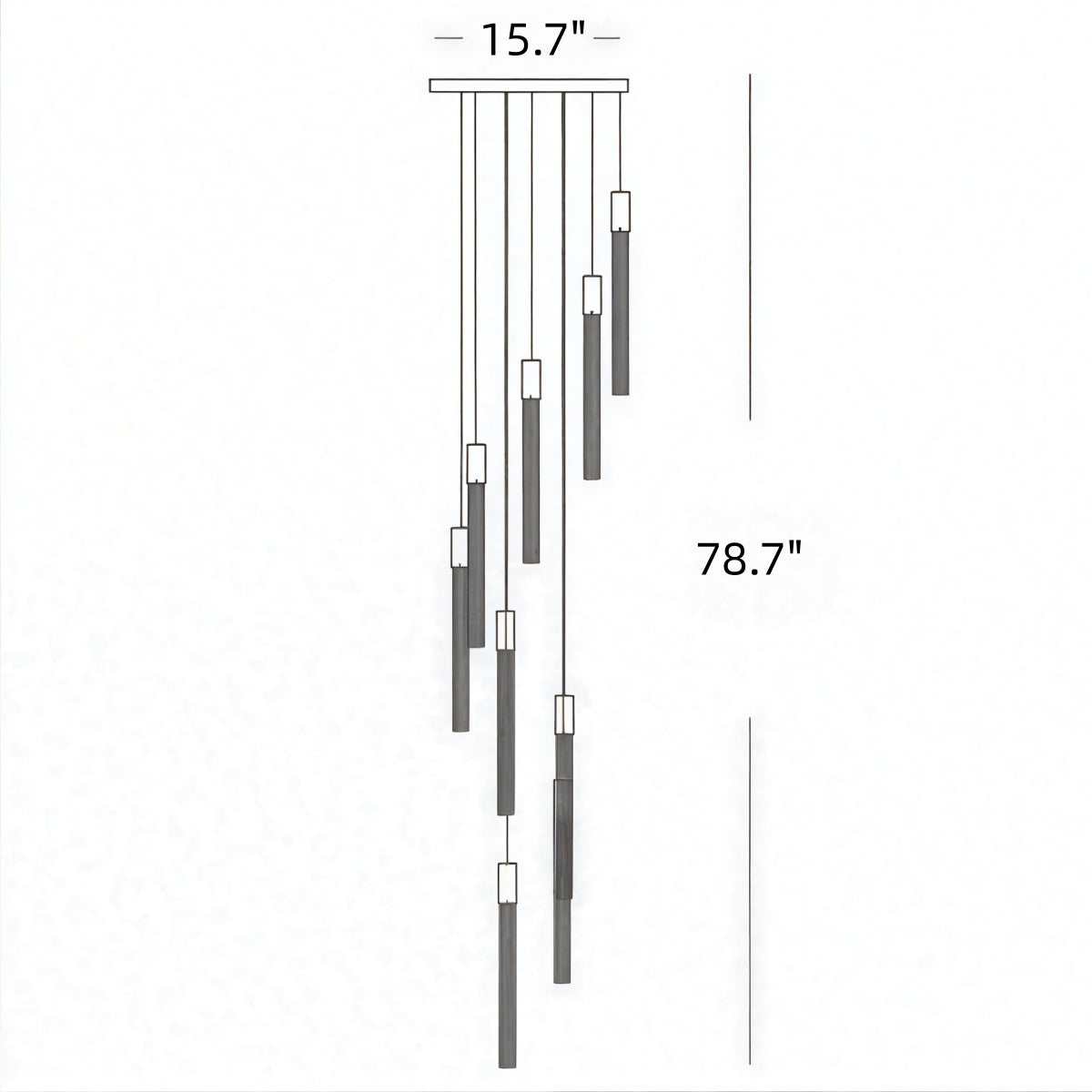 Long Pendant Chandelier for Duplex Apartments Villas Spiral Staircases