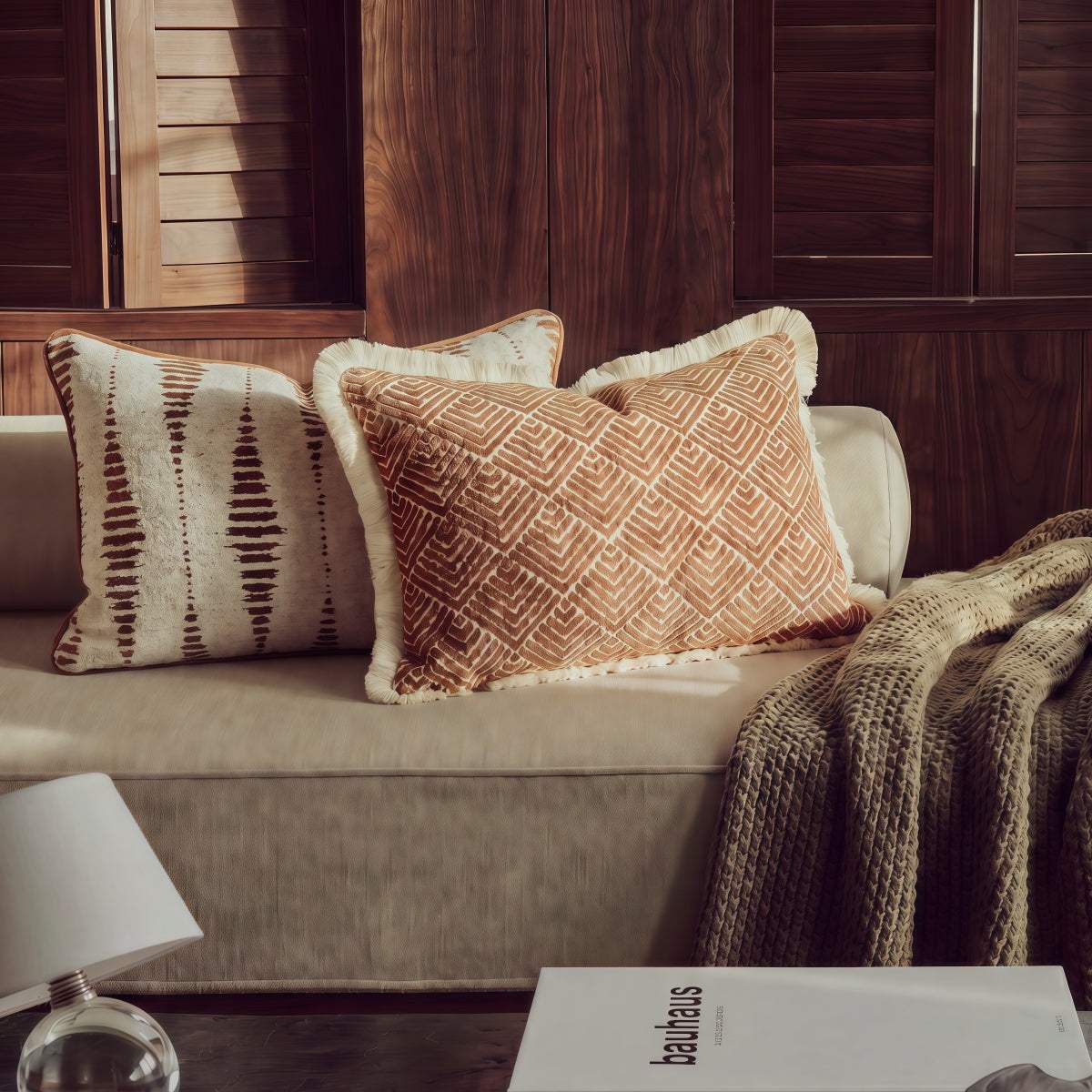 Maillard-Style Vintage-Inspired Fabric Throw Pillow For Living Room Sofa