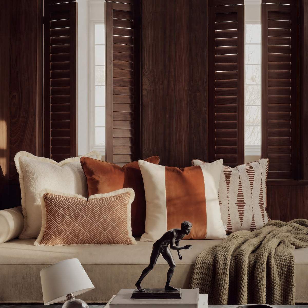 Maillard-Style Vintage-Inspired Fabric Throw Pillow For Living Room Sofa