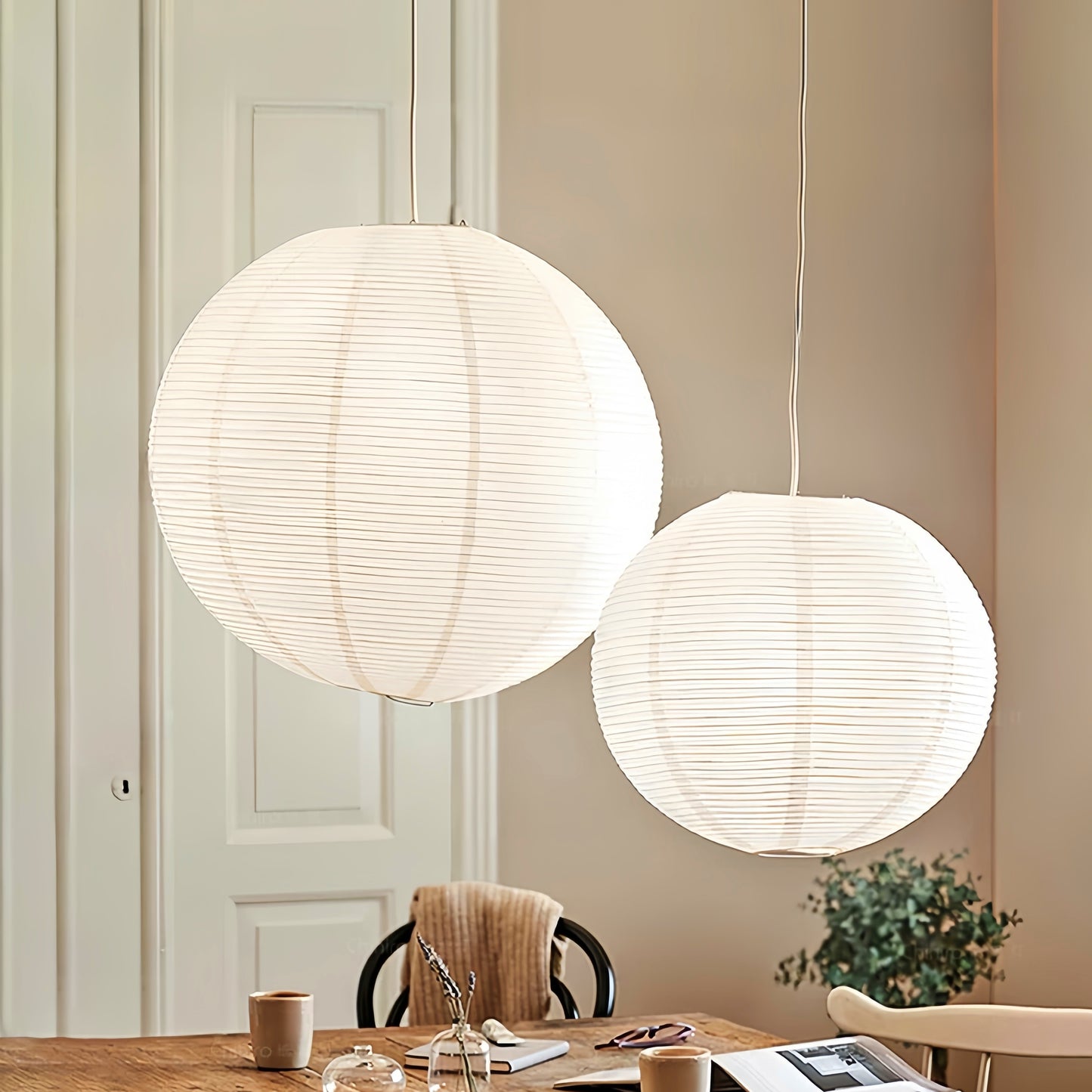 Noguchi Isamu Pendant: Soft Rice Paper Light for Coffee Houses & Living Rooms