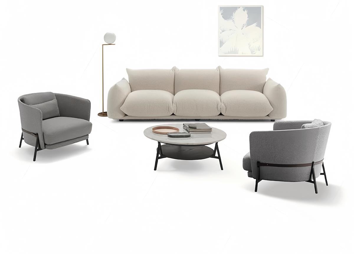 Two-Seater Fabric Sofa - Minimalist Modern for Home Studio & Reception Area