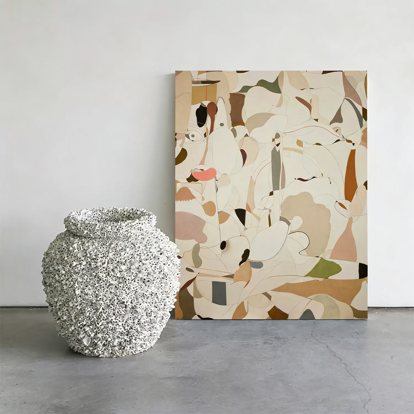 Geometric Abstract Wall Art • Hand-Painted Morandi Oil Painting- Living Room & Entryway