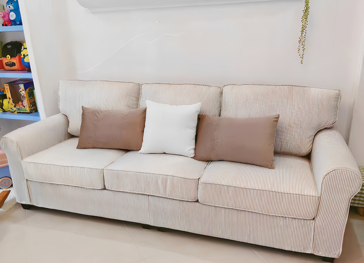 Fabric Sofa: Nordic & Mediterranean Style Three-Seater with Washable Cover