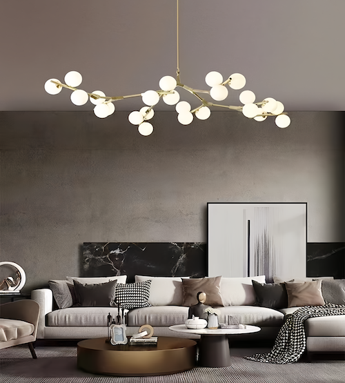 Gold Chandelier Light with Customizable Hang Rods