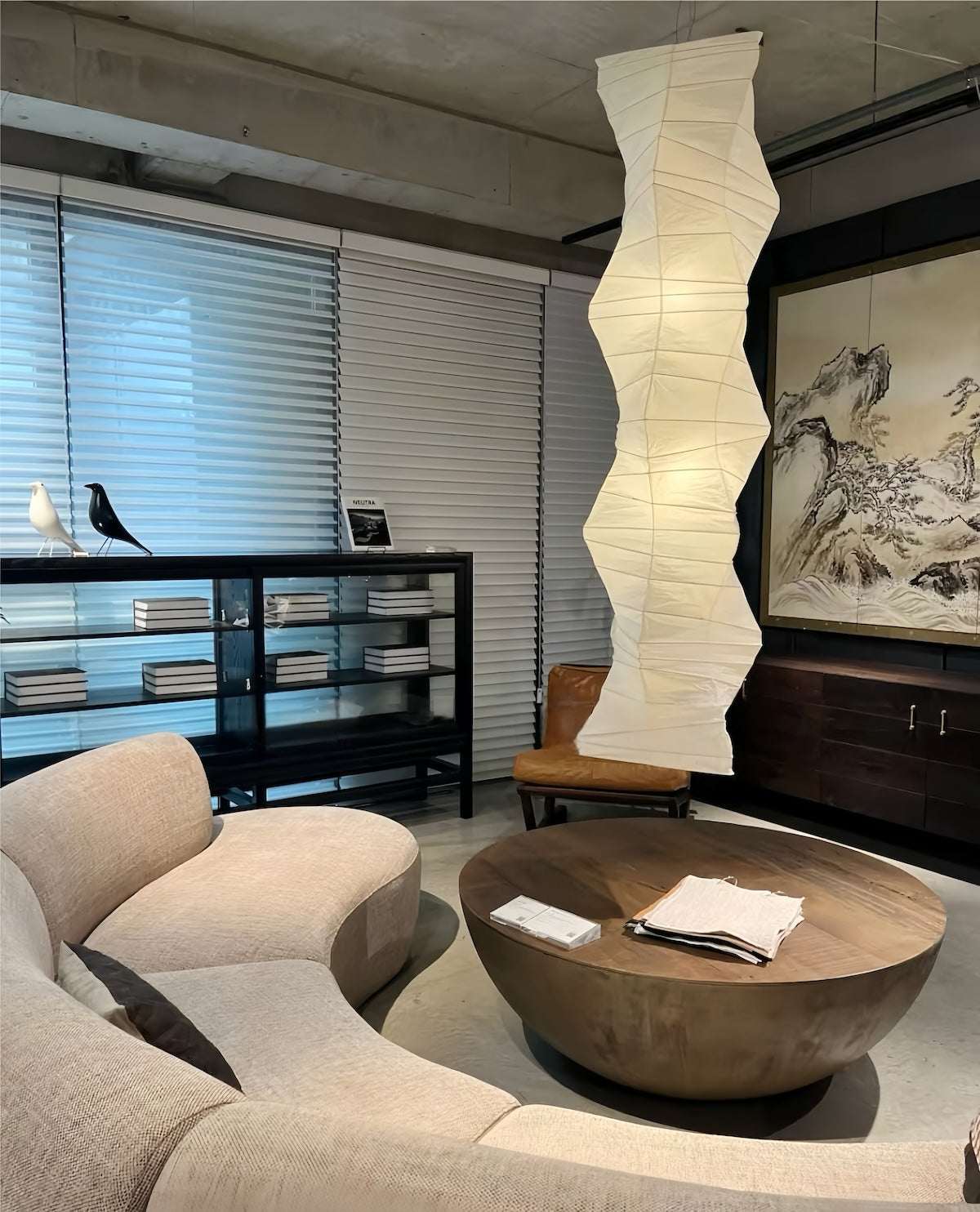 Staircase Rice Paper Pendant Light – Duplex Loft High Ceiling Decor for Hotel