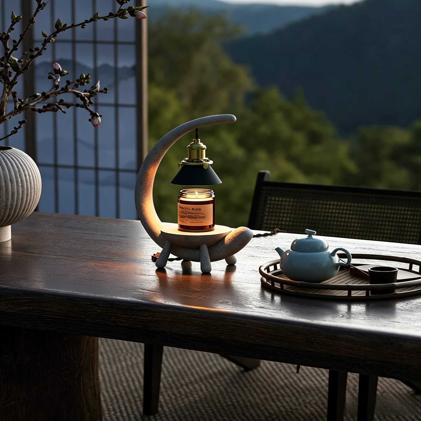 Faux Stone Moon Resin Candle Warmer - Vintage Palace Decor Lamp for Homestay