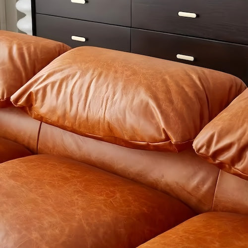 Replica 3 Seater Leather Sofa Maralunga - Brown Oil-Waxed Leather