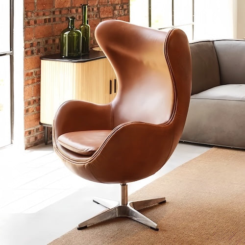 Egg Chair - Iconic Brown and Black with Ottoman Comfort - orangme.com