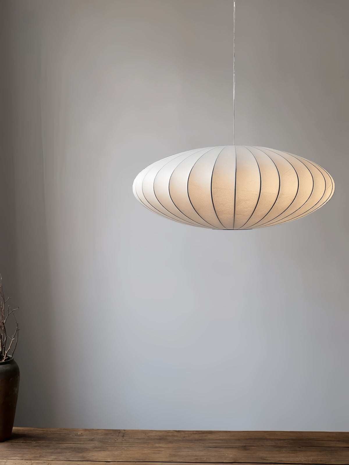 Minimalist Indoor Disk-Shaped Shade Silk Pendant Lighting