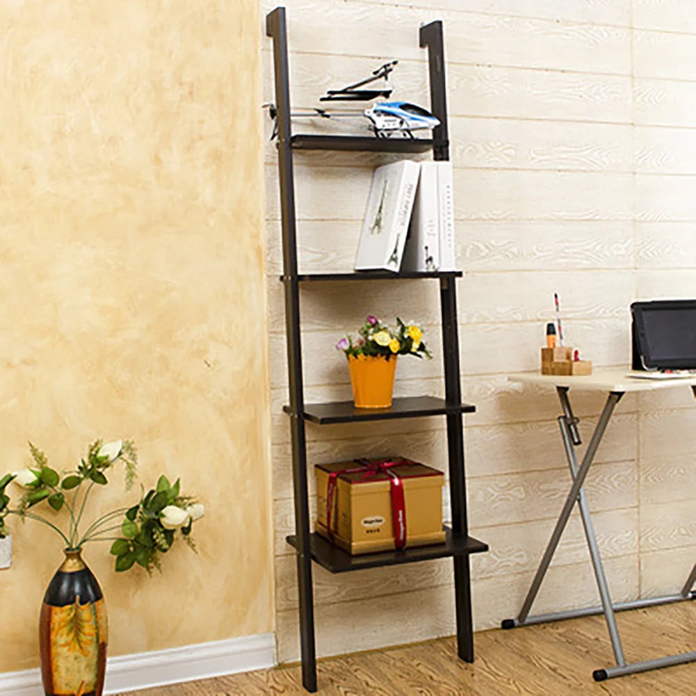 4-Tier Black Ladder Shelf: Stylish & Space-Saving Storage SolutionOrangme