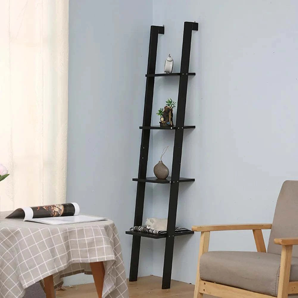 4-Tier Black Ladder Shelf: Stylish & Space-Saving Storage SolutionOrangme