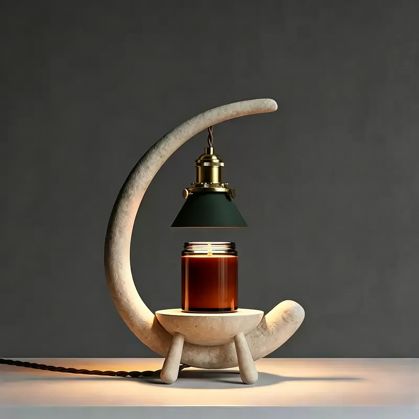 Faux Stone Moon Resin Candle Warmer - Vintage Palace Decor Lamp for Homestay