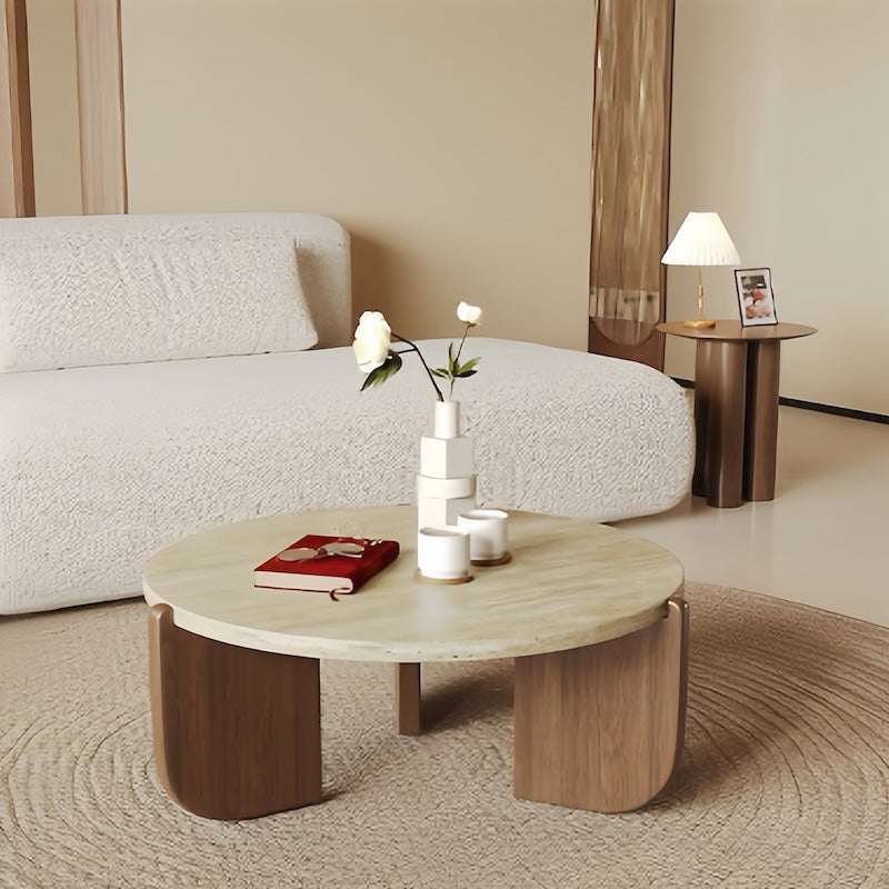 Solid Wood Natural Travertine Coffee Table