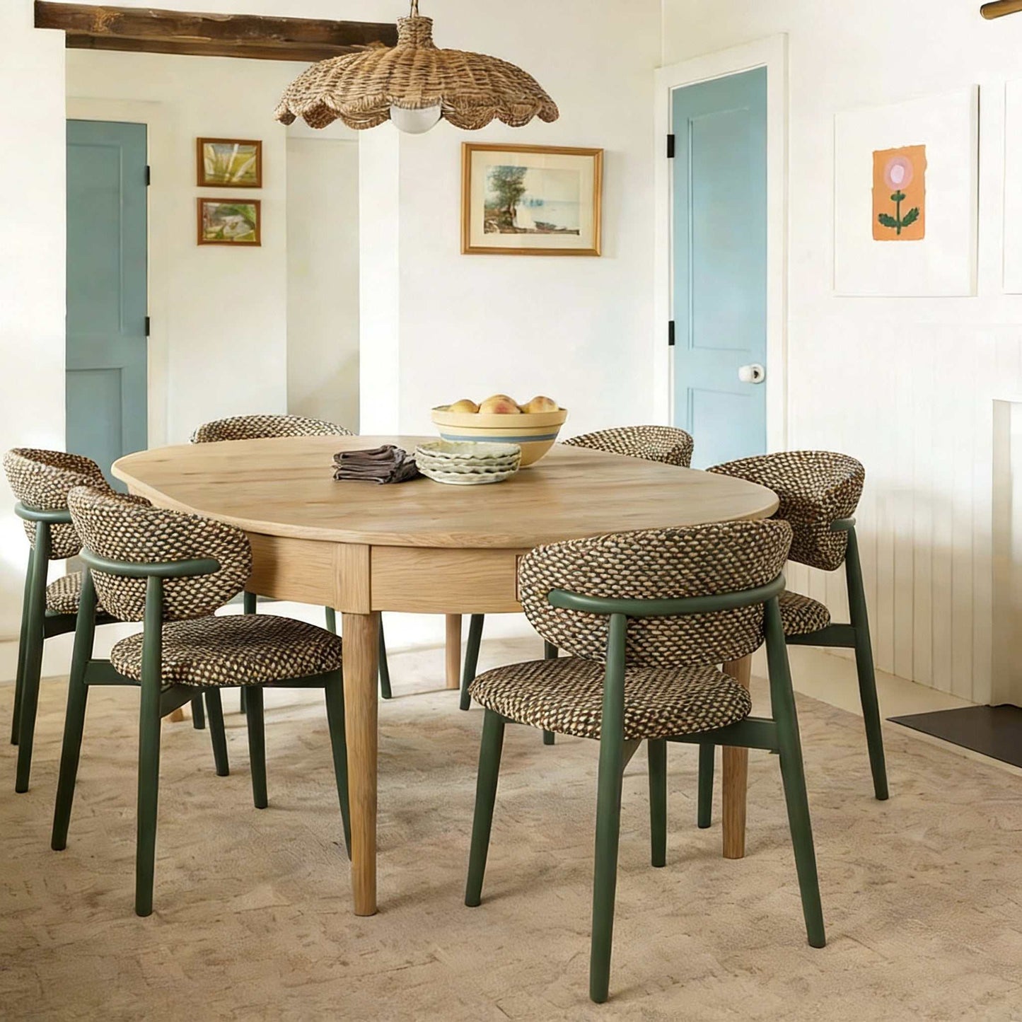 Bauhaus Ash Wood Horn Chair - Vintage Upholstered Accent Chair for Home