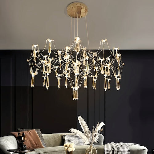 Stylish LED Crystal Chandelier - Ideal for Living Rooms, Lobbies, and More