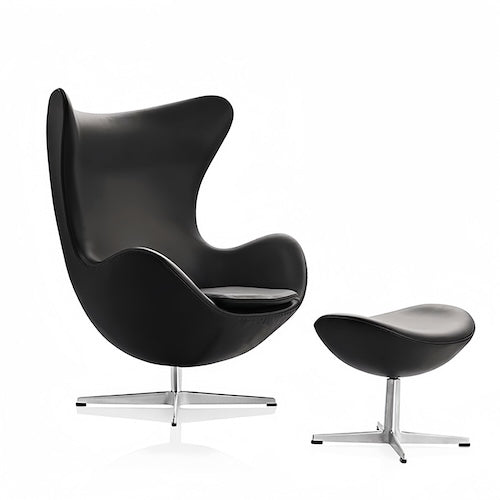 Egg Chair - Iconic Brown and Black with Ottoman Comfort - orangme.com