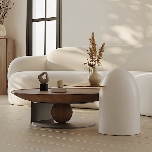 Elegant Walnut Wood Coffee Table Set – A Blend of Modern Minimalism and Natural Allure