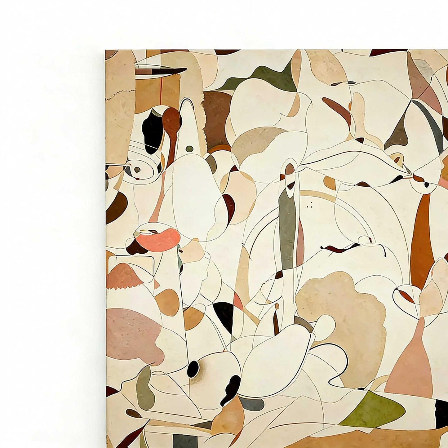 Geometric Abstract Wall Art • Hand-Painted Morandi Oil Painting- Living Room & Entryway