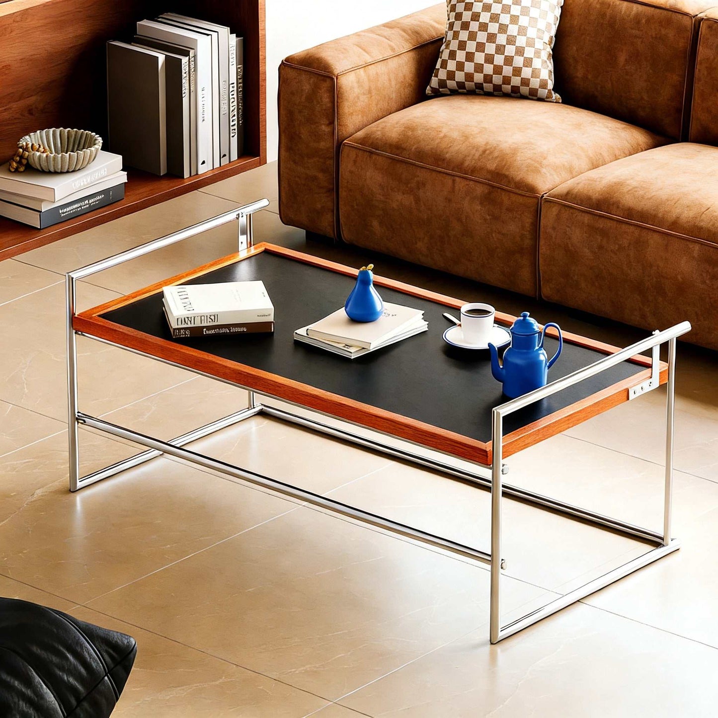 Solid Wood Coffee Table - Bauhaus Retro Design with Flip Mechanism