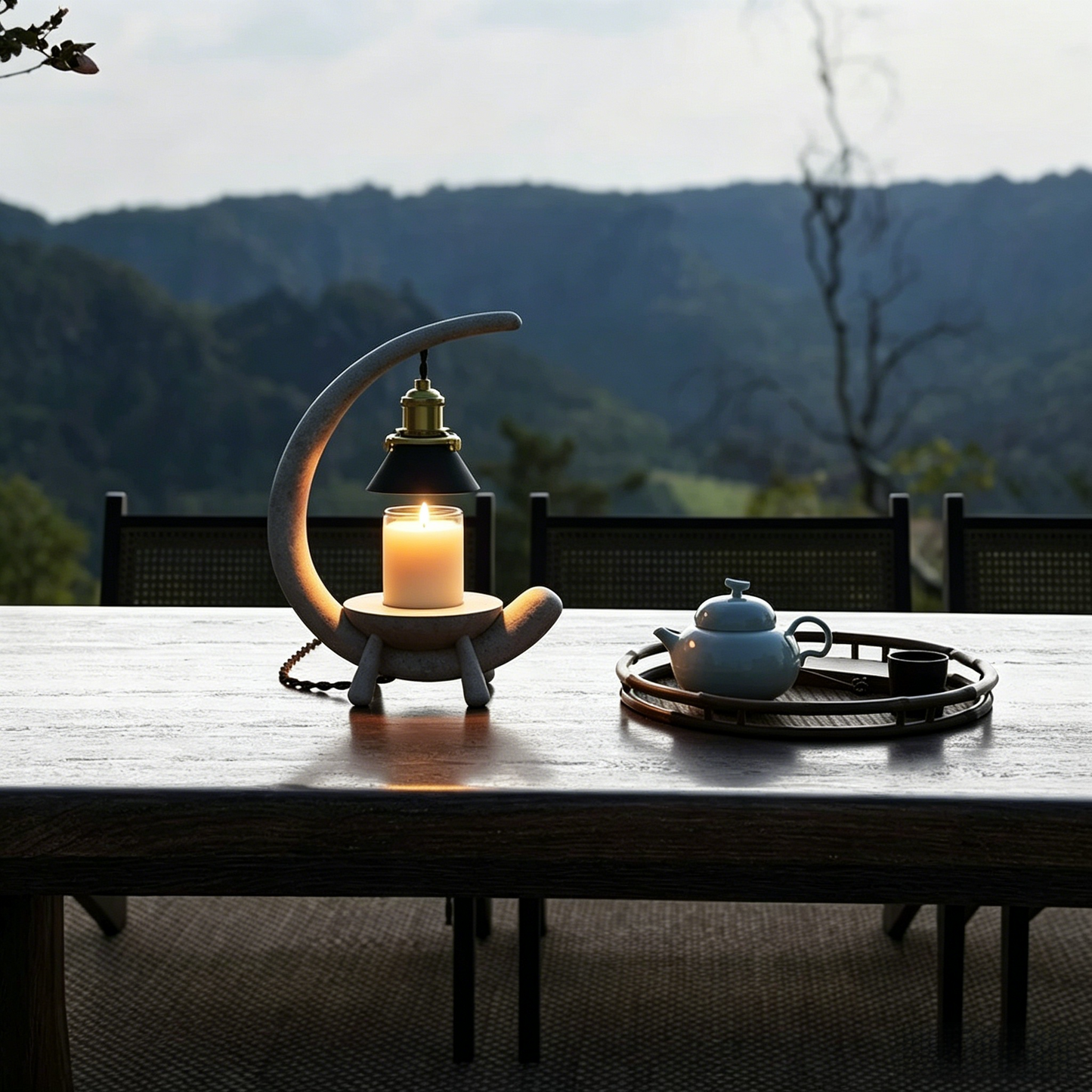 Faux Stone Moon Resin Candle Warmer - Vintage Palace Decor Lamp for Homestay