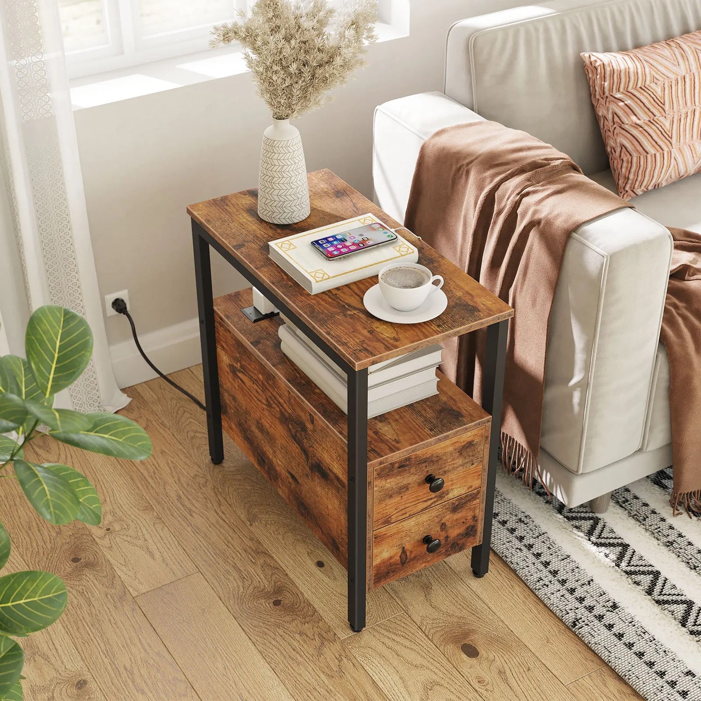 Bedside Table With Charging Station